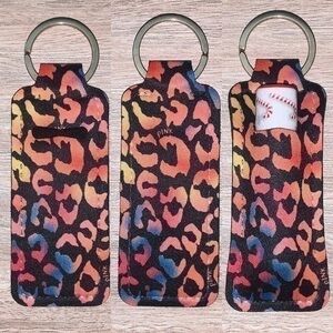 VS pink ombré leopard print chapstick holder new